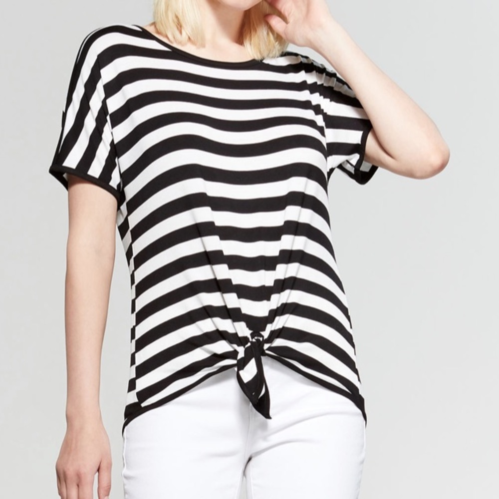 Cable & Gauge Front Tie Black & White Tee